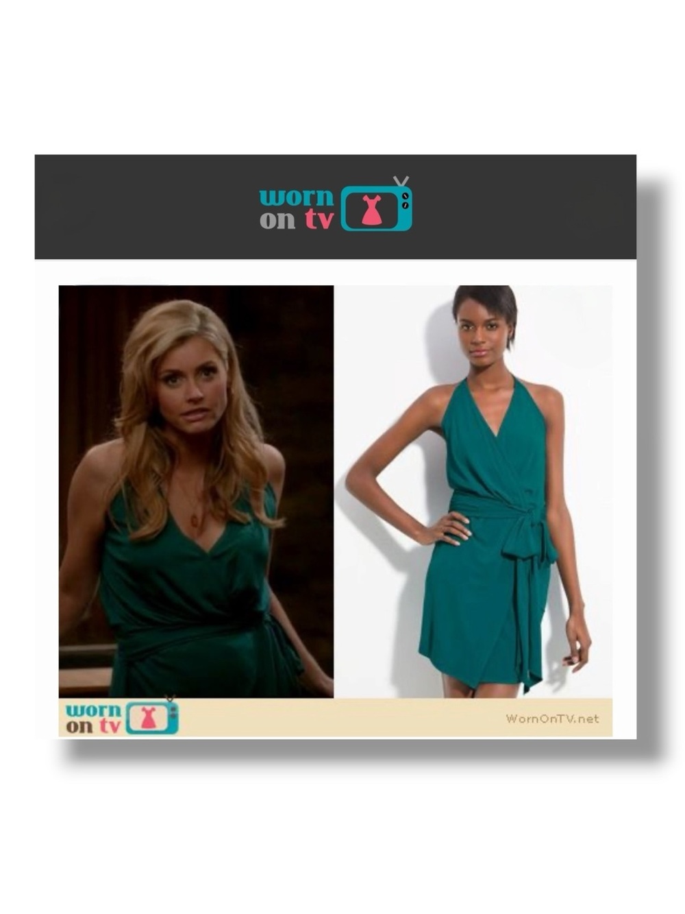 new Haute Hippie ༄ aso TV Taylor’s Halter Wrap Mini Dress ༄ Emerald Green༄ Large